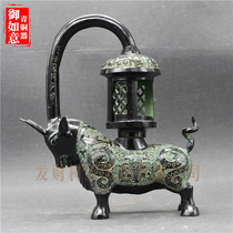 Antique bronze ornaments Han Dynasty cow lamp Bronze Goose fish Lamp Western Han Dynasty Changxin Palace Lamp Han Wedding props Home decoration