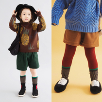 Pear small leisure childrens clothing winter Girl Hair 2 color thick shorts girl Korean version of out pants E84K1677