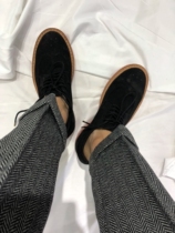 Autumn and winter woolen gray herringbone pattern large size ankle-length pants retro small straight flanging 9-point pants fat people can wear