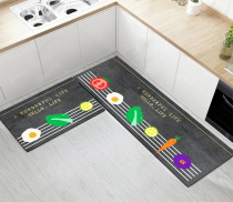 Minimalist kitchen ground mat erasable suction oil suction speed dry two sets of silicon algae mud anti-slip bathroom door cushion home mesh red