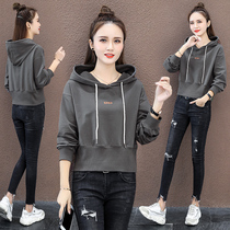 Spring and Autumn 2021 thin new sweater womens short fashion Korean version of loose hoodie ins womens coat tide
