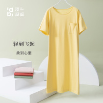 Top guagua night dress womens summer 2021 new pure cotton short-sleeved cute large size loose and thin home clothes pajamas
