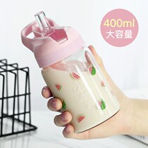 Childrens coveting cute glass water glass Girl Straw suction Fairy Goblet