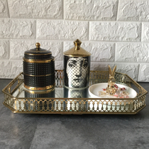 Export Nordic Wrought iron electroplated gold glass mirror storage tray design soft decoration model room home decoration
