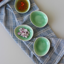 Celadon fashion creative leaf shape small plate ceramic Chinese household sauce vinegar dish seasoning dish