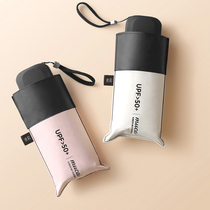 Mini 50 fold umbrella female rain dual use solid color black glue sunshade male sun protection UV folding parasol