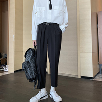 hualun pants mens loose small feet ankle-length pants suit pants vertical straight tube trend Korean casual pants pants