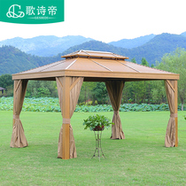Outdoor terrace Outdoor garden Leisure awning gazebo Aluminum alloy barbecue tent Scenic leisure rainproof shed