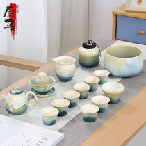 Kitchen Horse Light Lavish Ceramic Gong Fu Tea Suit Home Living Room Simple Day Style Kiln Change Teapot Tea Cup Gift Box Dress