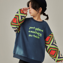 Pear small leisure children 2021 autumn and winter New Korean version of boys and girls foreign style coat retro stitching fleece sweater tide