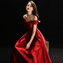  Toast dress bride 2020 new autumn and winter wedding burgundy dress can usually wear engagement dress thin