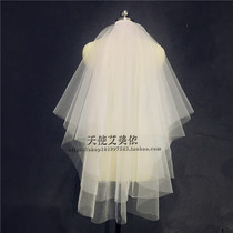 New multi-layer white short veil Champagne-colored puff organza Travel wedding photo photo recommended accessories veil