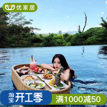 Villa Swimming Pool Floating Tray Breakfast Trays Hotel Water Vines Basket Folk Juku Nets Red Lower Afternoon Tea Dinner Plate Table