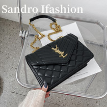 Sandro Ifashion French niche womens bag 2020 new Lingge small square bag wild chain messenger bag
