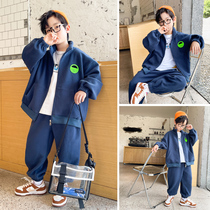 Boys autumn suit 2021 new middle and big children 10 handsome boys spring and autumn children Foreign style Korean version 13-year-old tide