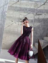 Purple evening dress high texture luxury 2021 New banquet temperament little man birthday party skirt