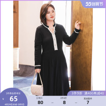 (Qingkura RMB80 ) Large code Female dress Spring clothing Fat Sister Butterfly Knot Sweater Dress Collar Imitation Rabbit Suede Dress dress