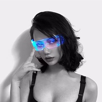 LED Seven Color Luminous Glasses Ins Netred Conjoined Sebo Punk Sunglasses Sci-fi Bar Trampoline Glitch Sunglasses