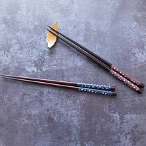 Home non-slip solid wood chopsticks tableware fast creative couple pointed head Anti-mildew Japanese cherry blossom personality extended chopsticks