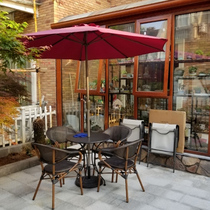  Outdoor table and chair courtyard combination Outdoor garden Villa table and chair with umbrella Open-air balcony rattan chair three-five-piece waterproof