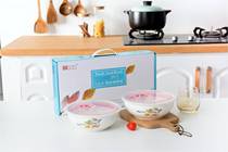 Ceramic fresh bowl two-piece home creative personality gift promotion real estate insurance Bank custom logo