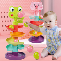  Turn around the music track ball tower 1-3 years old baby early education stacking music toy baby rolling ball puzzle color cognition