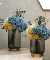 Light luxury finished simulation flower hipster Hong Kong style model room desktop living room desktop blue creative combination decorative floral art