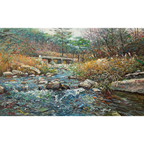 North Korean landscape oil painting first-class artist Li Cheng-Zhe river office living room decoration painting