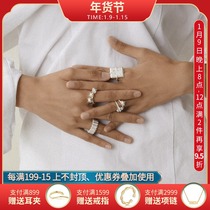 Ambient multi-faceted Pearl double claw zircon burned white pure silver bead ring female cold wind Senior index finger ring tide