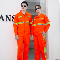Landscaping reflective strip work clothes set sanitation workers autumn long sleeves municipal traffic rescue road maintenance