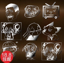 B station TV color text Fox Rabbit CP around the decoration of mobile phone notebook car metal stickers spread drops