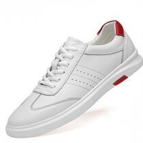 Summer New Small White Shoes Men Hans Edition of Way and Current White Casual Leather Shoes Breathing Personality Black Leather Shoes