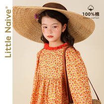 LittleNaive little innocent girl dress long sleeve autumn new doll collar skirt children flower skirt