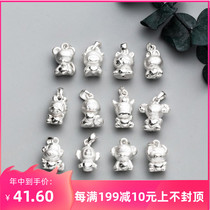 Foot silver 990 frosted vintage traditional exquisite trend generous simple style small accessories Zodiac pendant