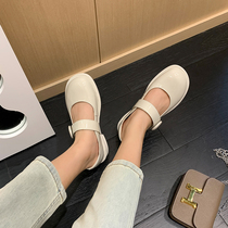 2022 new Inlan wind black lacquered leather small leather leather leather shoes with thick heel Marie precious shoes female shallow mouth single shoes