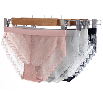 French sexy lace underwear female mid-waist triangle spring and summer light breathable silk bottom lady shorts