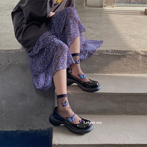 LET ME SEE summer thin transparent butterfly print glass stockings ins tide Japanese Crystal socks
