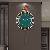 New Chinese clock modern living room clock hanging wall enamel colourful Nordic deer head light lavish fashion bell decorated with silent hanging clock