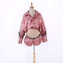 Fashion Chaochew Pregnancy Woman Dress Movie photo dress Han version Pregnancy Mother Bright Metal Texture Movement to Write True Clothing