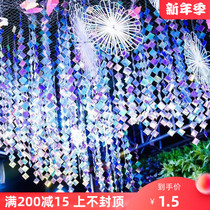 Wedding diy material sequin curtain colorful beads sequin curtain wedding ceiling decoration sequin stage background pendant