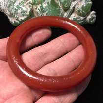 Natural Inner Mongolia old red Manau orange peel persimmon red agate round bar bracelet bracelet Chinese red national wind hand decorated