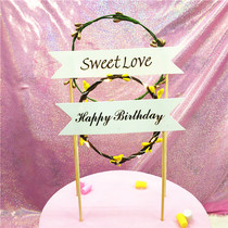 Cake decoration plug-in card beautiful rattan fruit lamp light Garland dessert table decorative flower vine cake insert card
