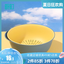 Wanning kitchen double drain basket washing basin Household living room simple plastic fruit plate multi-function storage basket