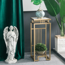 Very silent Nordic Wrought iron light luxury Marble living room multi-layer shelf Balcony floor-to-ceiling golden flower rack display stand