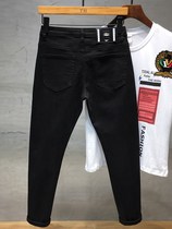 Black jeans men 2021 new cotton Tide brand trousers Korean version of slim feet spring autumn ankle-length pants