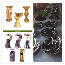 Ceramic stainless steel glass pan seat garbage basin star hotel lobby dustbin matching smoke extinguishing steel basin