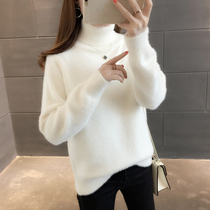 Sweater women 2021 autumn and winter Korean version of the new loose fashion foreign atmosphere Joker high collar lazy wind base shirt wear tide