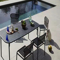 Nordic garden courtyard outdoor open-air balcony home modern minimalist leisure backrest outdoor wrought iron table and chair combination