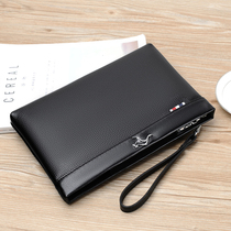 Mens handbag Business clutch Large capacity envelope bag Soft leather casual hand grab bag Mobile phone clip bag Hand bag men