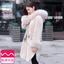Fur one coat womens 2021 Winter new cashmere coat long Lamb hair northeast fur